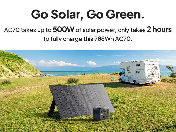 BLUETTI AC70 Portable Solar Generator, 768Wh LiFePO4 Power Station