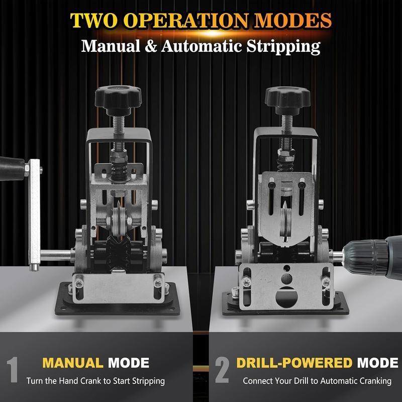 Manual and Electric Drill Operable Wire Stripping Machine, Quick-change Blade Wire Stripper, Heavy-duty Specialty Hand Tool for Scrap Cable Removal and Cutting