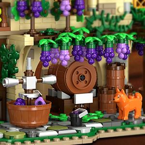 Winery Chateau House Building Set with Lights, Vineyard Castle Construction Model Home Decor, 1826 PCS Vine Estate Autumn Cabin Building Block Kit Gift for Mothers Day Adults Teens Boys Girls,Christmas Gift