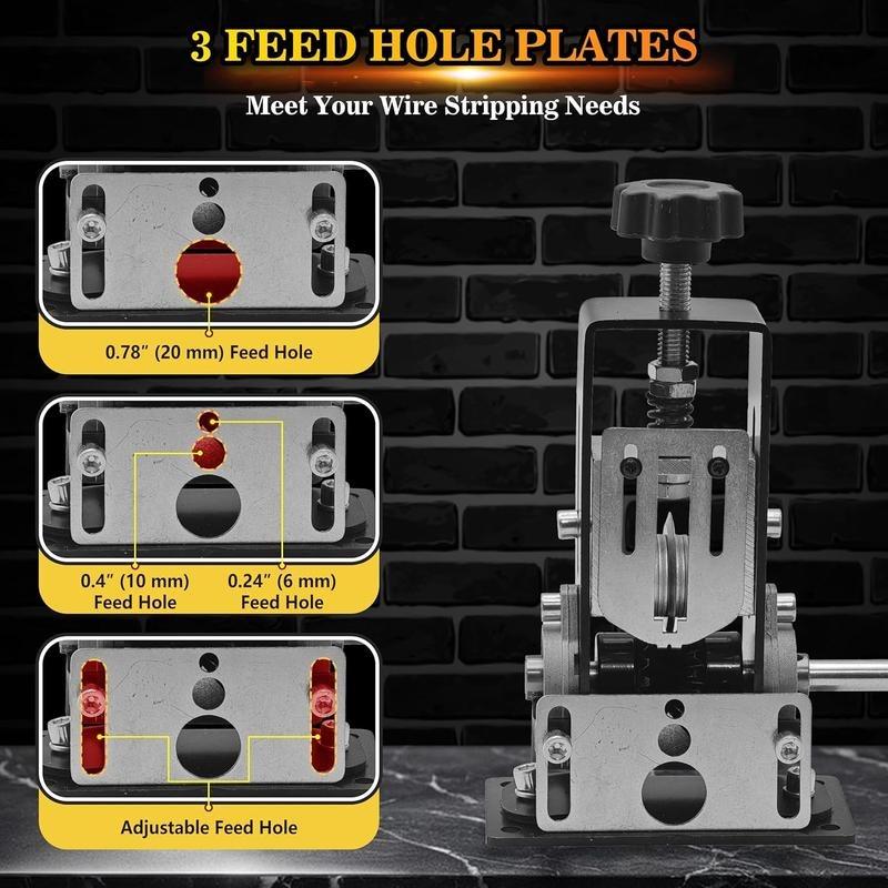 Manual and Electric Drill Operable Wire Stripping Machine, Quick-change Blade Wire Stripper, Heavy-duty Specialty Hand Tool for Scrap Cable Removal and Cutting