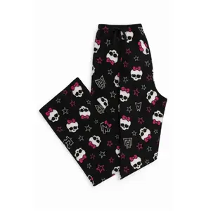 Gothic Skull Bow Pajama Pants – Black & Pink Star Print Lounge Sleepwear Bottoms, Cozy PJs Gift Unisex