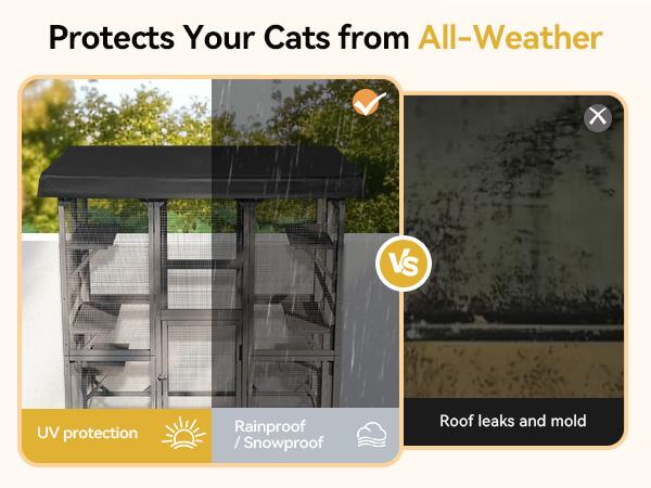 PetCozife Outdoor Cat Enclosure, 71" Large Walk-in Cat House for Multiple Cats with Waterproof Roof, 3 Tier Cat Cage with 6 Platform for Patio, Yard, Graden, Outdoor Catio，CatFuriture