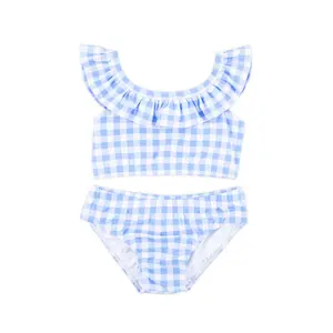 Capri Blue Two Piece Swimsuit - Cute Ruffle Bikini for Girls