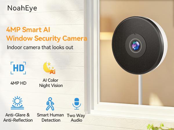 4MP Full-Color Night Window Camera, Blacklight Lens, AI Human Detection, Dual-Band 2.4G/5G WiFi