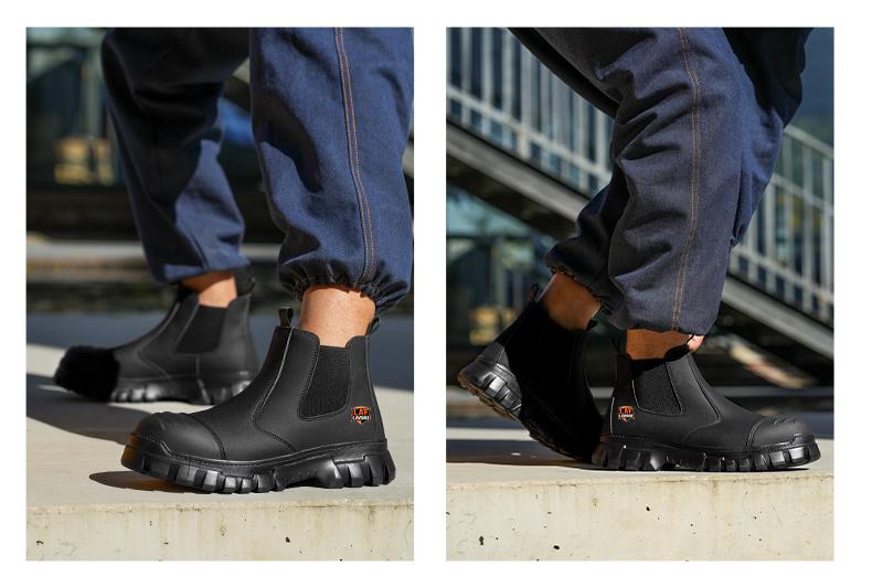 Lightweight steel toe brown anti slip work shoes - splash proof, smash proof, puncture proof, breathable safety shoes