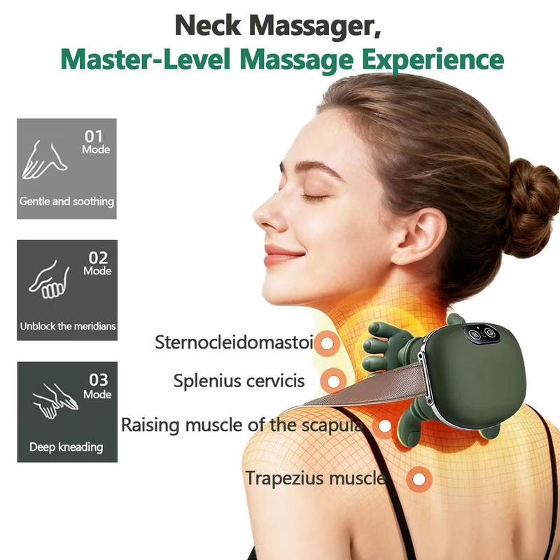 Wireless Portable Neck & Shoulder Massager Heated bionic hands deliver 4D kneading and acupressure massage Relieves muscle tension and deep tissue pain Three-speed settings Unisex design Perfect holiday and Valentine's Day gift