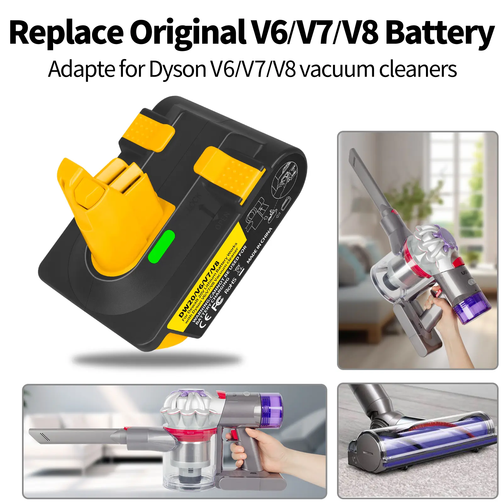 Battery Adapter - Compatible with Dyson V6, V7, V8. convert a M18 battery to be used as a Dysn battery, suitable for Dyson vacuum cleaners in the V6, V7, and V8 series.(for milwaukee battery)