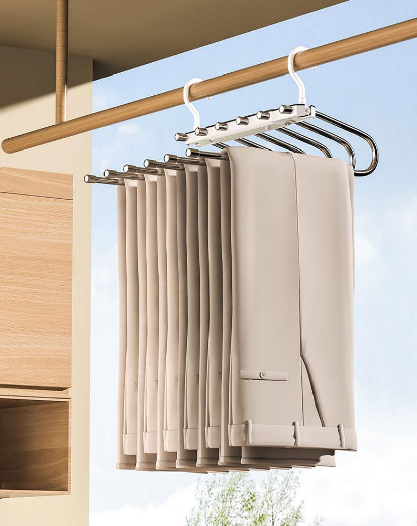 6 Layer Pants Hanger Space Saving Closet Organizer with 65mm Wide Spacing, Anti-Slip Multifunctional Pants Rack for Jeans Trousers Wardrobe 6 Layer Pants Hanger Space Saving Closet Organizer with 65mm Wide Spacing, Anti-Slip Multifunctional Pants Rack for Jeans Trousers Wardrobe