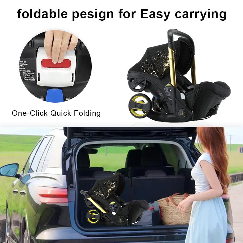 (No Base)Foldable Four-wheel Baby Stroller with Free Bag Newborn Stroller Foldable Legs Equipped with Chest Clip One-Click Contraction Function Aluminum Alloy 4-wheel Travel Toddler Stroller