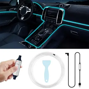 EL Wire Car Interior LED Strips Lights, 5V USB Auto Neon Light Strip, Electroluminescent Vehicle Interior Ambient Lighting Decor Accessories, Universal for RV, SUV, Truck