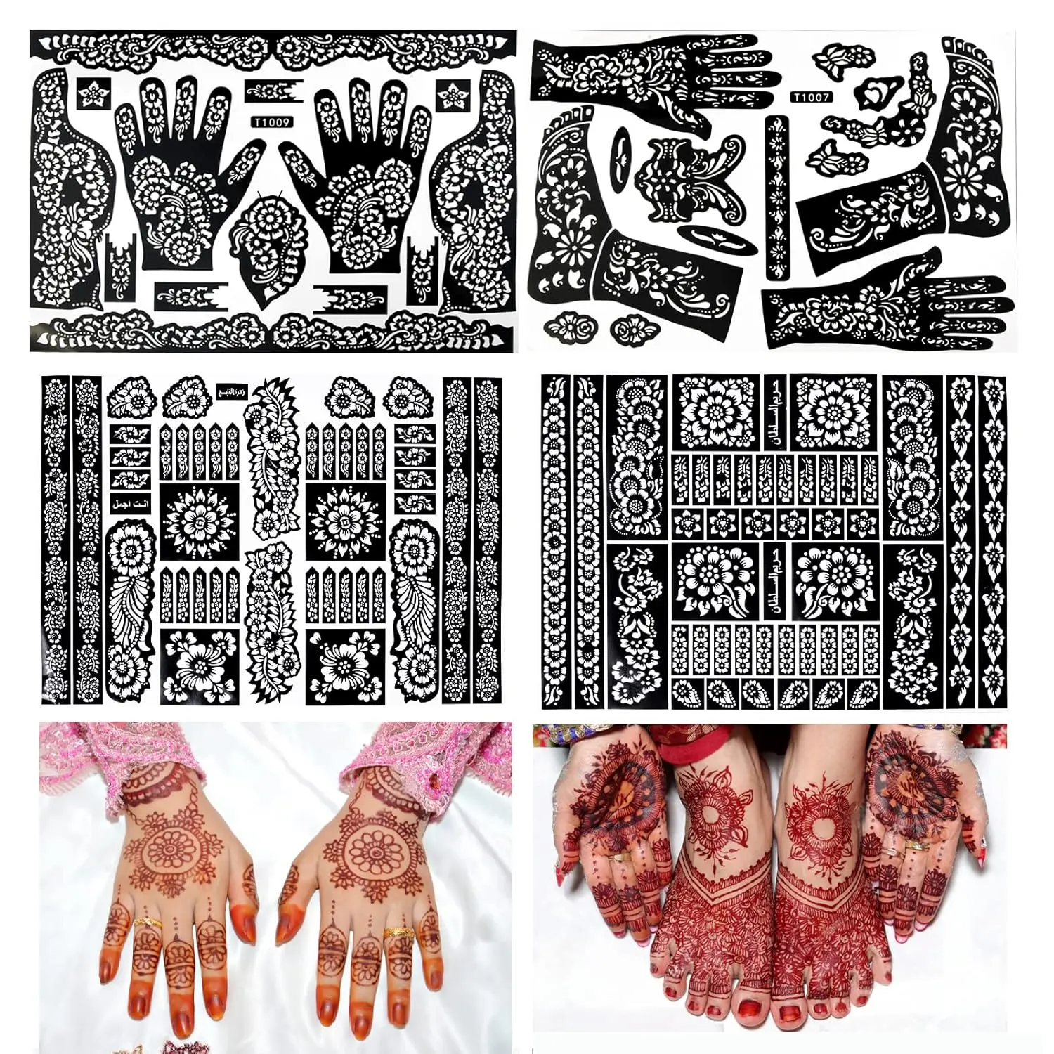 Henna tattoo kit,Indian Temporary Tattoo Stencils Glitter Airbrushing Diy Henna Tattoo Stencils Henna Body Art Templates, Hands Feet Leg Arm Tattoo Stickers