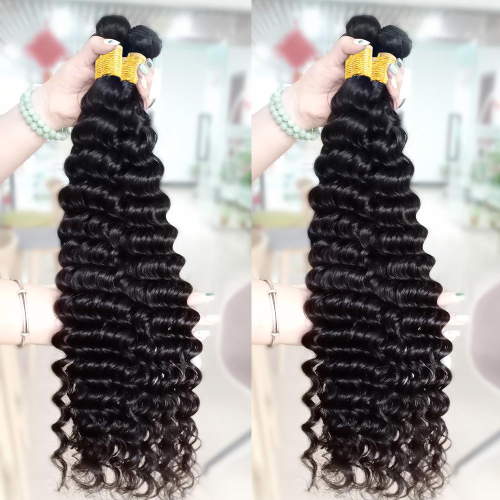 Deep Wave Hair 3 Bundles Brazilian Virgin Human Hair Weave Quick Weave