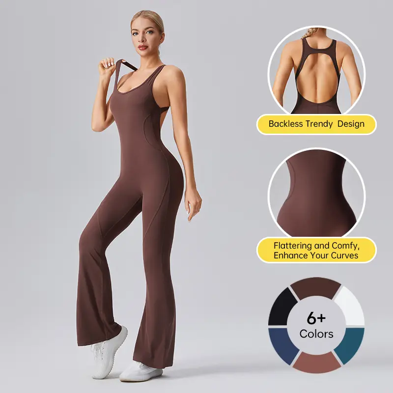 Women's Curves Overalls - Sleeveless Backless Romper, Moisture-Wicking Sporty Chic Jumpsuit for Curvy Women's Outdoor & Workout Wear, Backless Romper Overalls, Jumpsuits For Women
