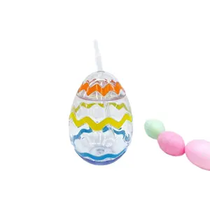 Plastic Easter Egg Shaped Tumbler with Lid and Straw, Colorful Wavy Pattern Drink Cup, Reusable Easter Cup for Kids and Adults, Cute Spring Drinkware for Water Juice Smoothies, Easter Basket Stuffer, Easter Party Favor, Holiday Gift, Leak Resistant