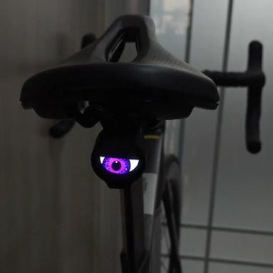 BougeRV Demon Eye Bikes Taillight,  Led Dynamic Devil Eyes Light for Bicycle with Muti Colors Modes and DIY Personalized Light Display, Waterproof, USB Rechargeable, for Smart Bikes,Cycle (with Bracket)