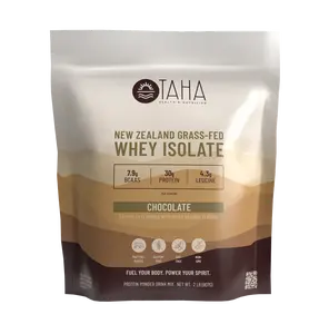 TAHA Whey Protein Isolate Chocolate – Grass-Fed, Free-Range Protein Powder | 30g Protein Per Scoop | Naturally Sweetened with Monk Fruit | Clean New Zealand Whey | Muscle Recovery & Strength Support