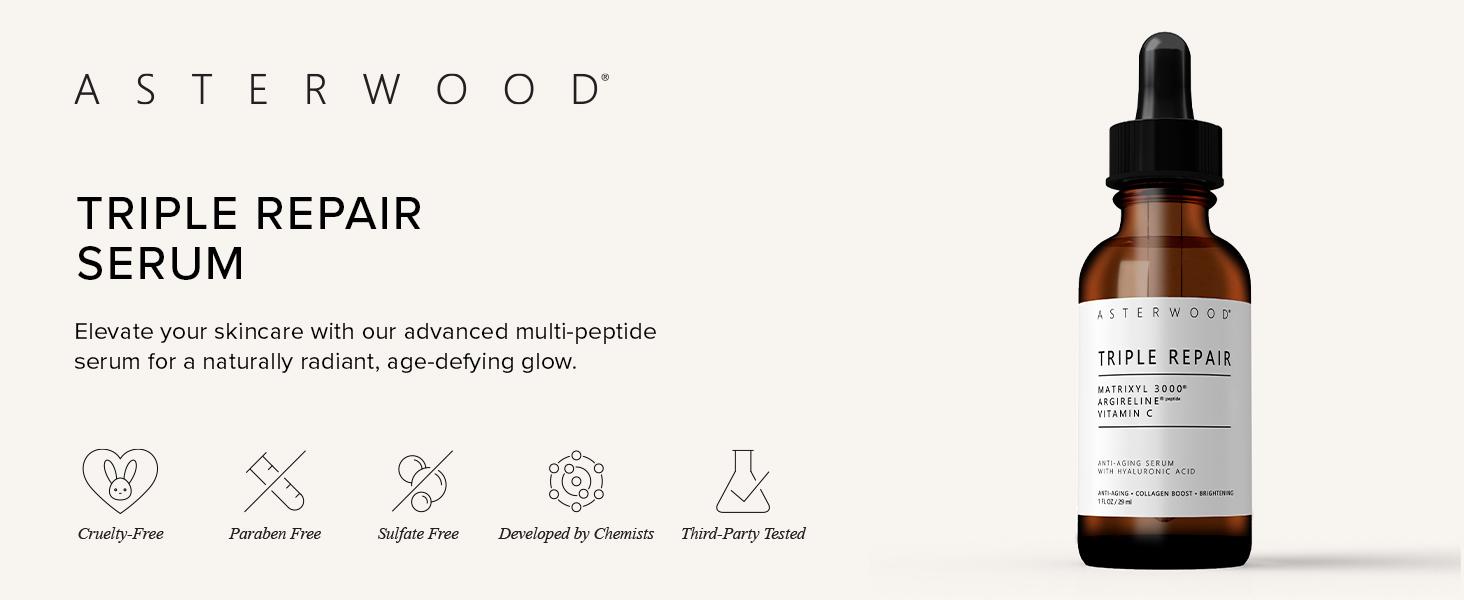 Triple Repair Serum with Matrixyl 3000, Argireline, Hyaluronic Acid & Vitamin C | Anti-Aging, Collagen Boosting, Hydrating & Brightening | Fragrance-Free Triple Repair Serum with Matrixyl 3000, Argireline, Hyaluronic Acid & Vitamin C | Anti-Aging, Collagen Boosting, Hydrating & Brightening | Fragrance-Free