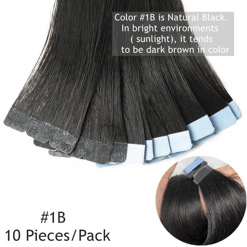 3*0.8cm Mini Tape In Hair Extensions Human Hair,Tape In Hair Extensions,10PCS/Pack,12inch-24inch Long Hair Extensions,Brazilian Remy Hair Extensions,Black/Brown/Blonde Hair Extensions For Women Add Volume,Daily Hair Extensions,Natural Invisible Hair