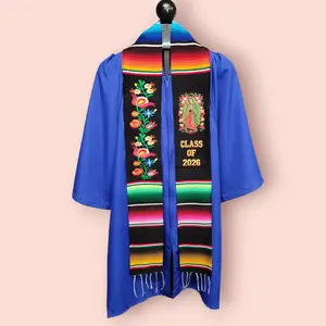 Virgen de Guadalupe/Flowers Class of 2026 Mexican Sarape Graduation Stole Mexican stole