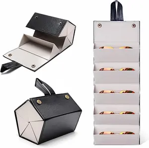 Travel Sunglasses Organizer - Fashion Leather Multi-Pair Eyewear Case for Female and Male Travelers