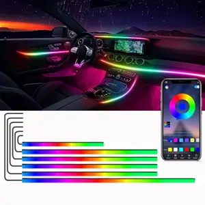 Dreamcolor Acrylic Interior Car LED Strip Light with Wireless APP, RGB 6/10/18 in 1 Chasing Ambient Lighting Kits, 16 Million Colors Sound Active Function Car Neon Lights