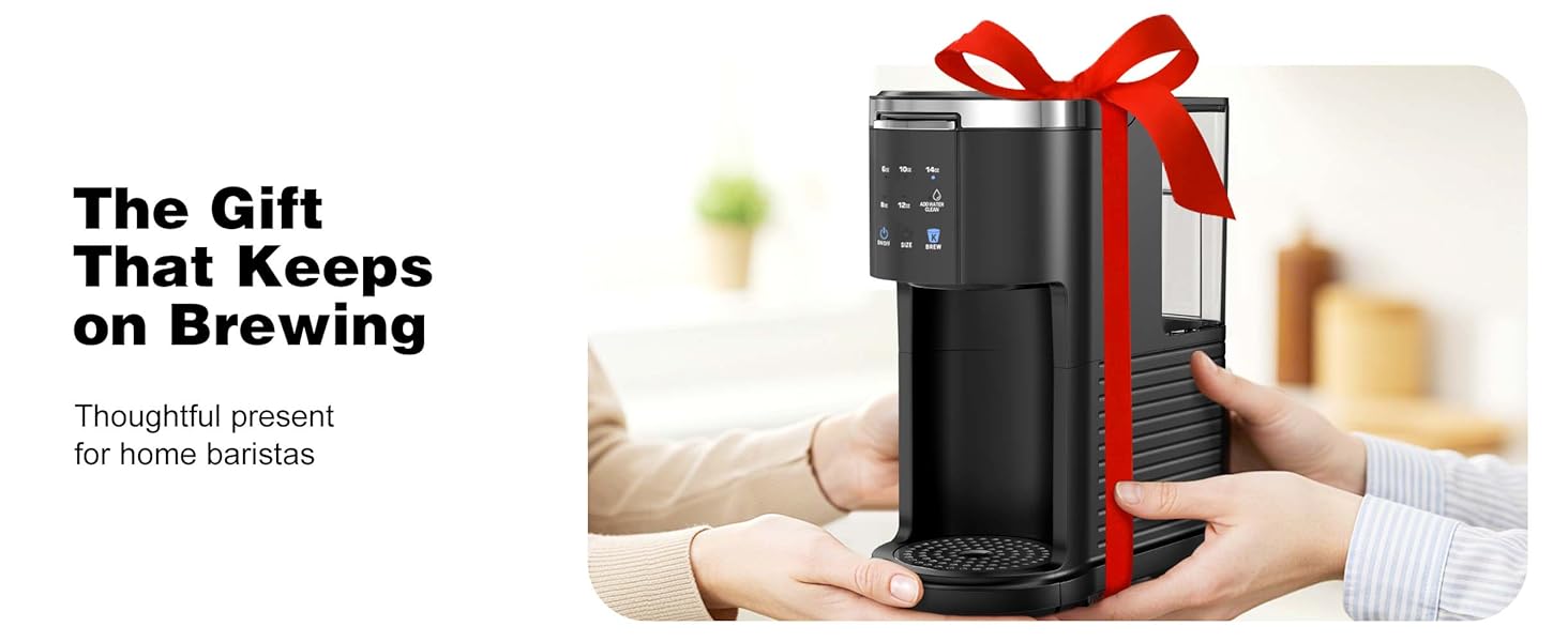 KISSAIR Single Serve coffee  machines for Capsule and Ground Coffee, 6 to 14oz Brew Sizes, 40oz Removable Reservoir, Fast Brew, Compact Design, Travel Mug Friendly, Black