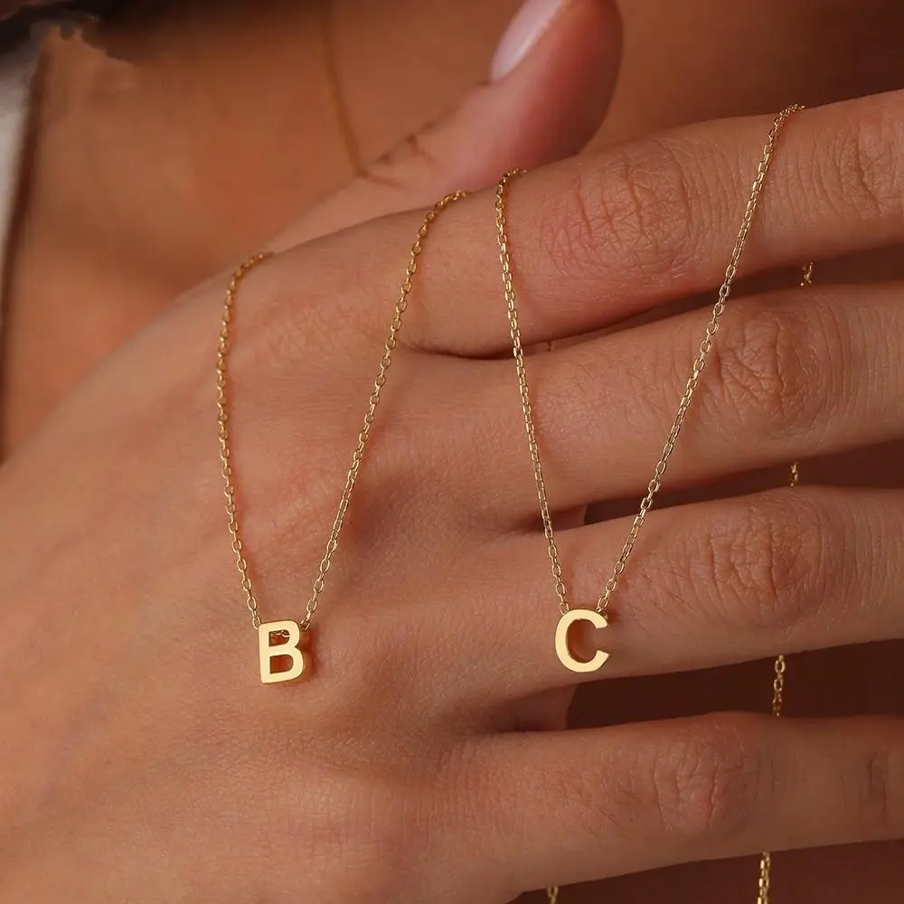 GGIRL Women's Elegant Minimalist Stainless Steel Initial Necklace - 1.8mm Small Hole Mirror Polished Golden Letter Pendant, Hypoallergenic Jewelry, Birthday Gift Ideas, Necklace Initial, Stainless Steel Jewelry