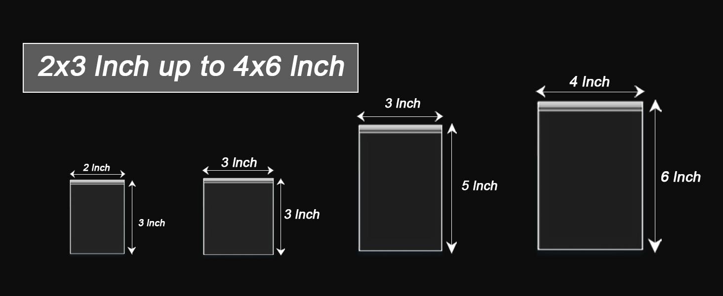 Small Clear Plastic Baggies with Assorted Sizes Ranged from 1.5x2 to 4x6 inches. 2 Mil Thick Poly Self-Lock Bags for Jewelry, Bead, Pills Organiser.