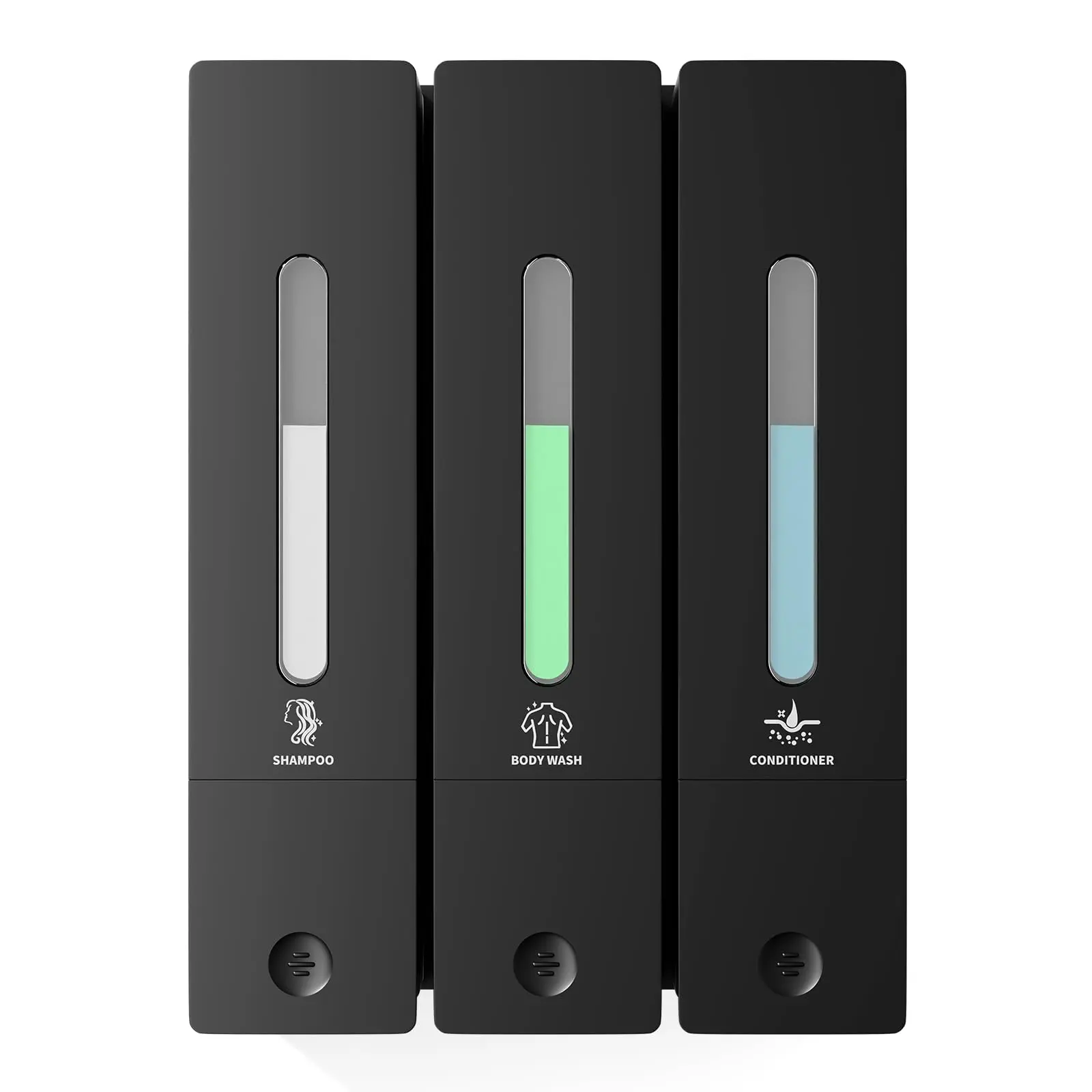 3-Chamber 1200ML Wall-Mounted Shampoo & Conditioner Dispenser - No-Drill, Hand Transparent Bottles, Ideal for Bathroom, Hotel, & Shower