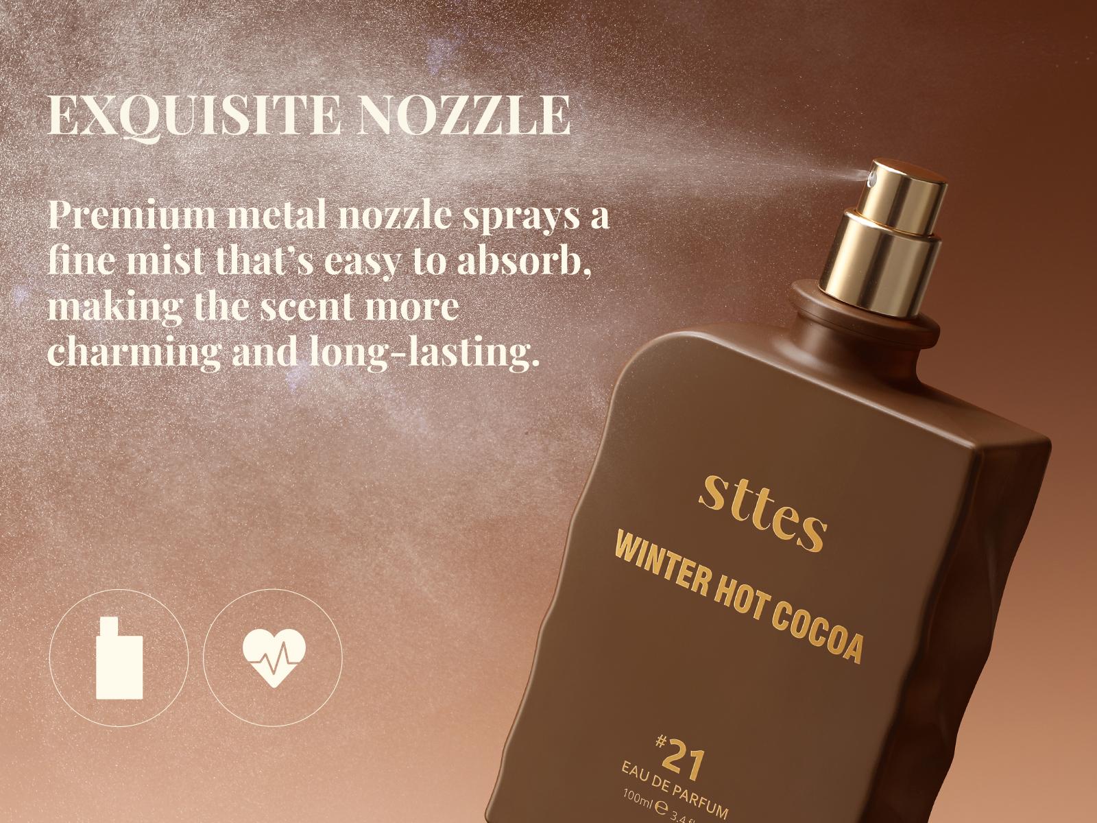 Sttes #21 Winter Hot Cocoa Memories  Perfume for Women - Gourmand Eau de Parfum with Chocolate, Milk & Vanilla, 100ml / 3.4 fl oz