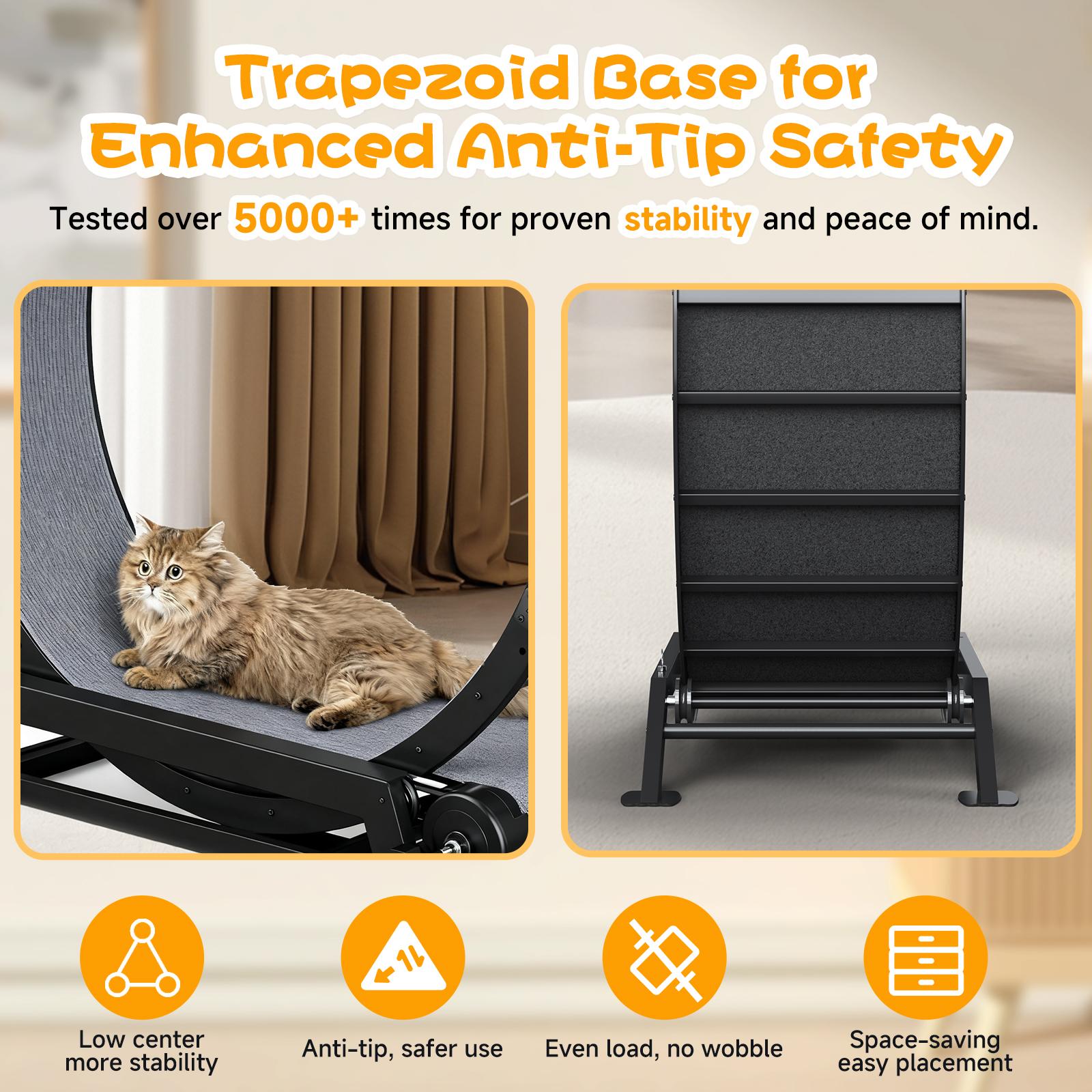 Burn cat energy! COMHOMA Ultra-Quiet Metal Cat Wheel | Sturdy Steel Frame Cat Exercise Wheel with Non-Slip Surface & Safety Lock, Extra-Wide Indoor Cat Treadmill for Weight Loss, Enrichment & All Cat Sizes