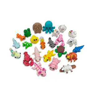 24pcs Mini Animals Articulated Toy Set, Flexible Fidget 3D Printed Animal Figurines, Durable ABS Material, for Ages 3-6