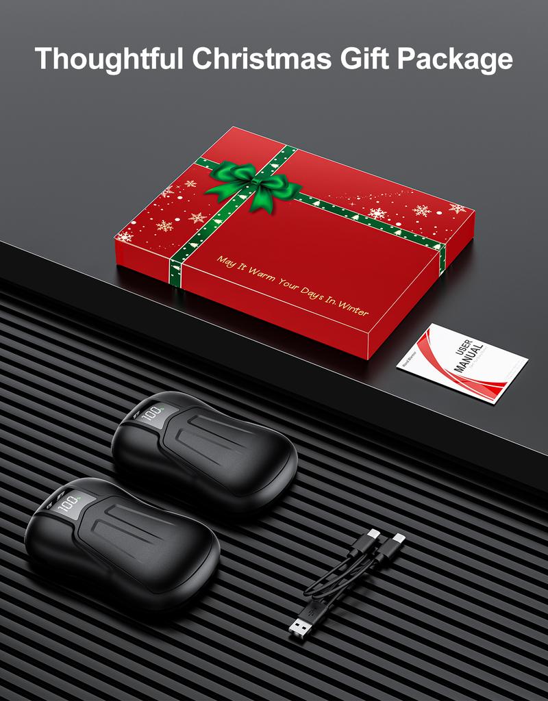 Valentine's Day gift  Nexillumi AI Rechargeable Dual-Sided Hand Warmers (2-pack) - Long battery life, UL certified, 5 temperature settings, gift box packaging, suitable for outdoor activities, skiing, watching sports, camping, hunting, etc.,