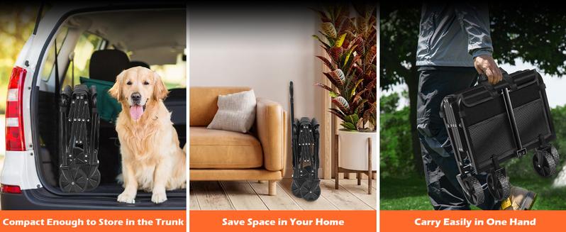 360LBS Load-Bearing Foldable Camping Wagon，Side Pockets, Multi-Functional Hand Cart for Outdoor & Home Use, Grocery & Cargo Trolley Trollies