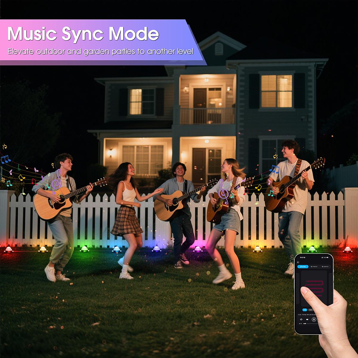 Customizable Ground Lighting 50ft/100ft/150ft RGB+IC Smart Path LightLight Outdoor Waterproof IP67 App and Remote Control with Music Sync 63 Color Changing Modes Timer Voice Control via Alexa for Lawn Garden Patio Yard Decoration