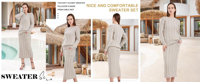 Cozy Winter Win! UTCoco Women’s Black Cable Knit Sweater & Skirt Set – 2-Piece Perfection