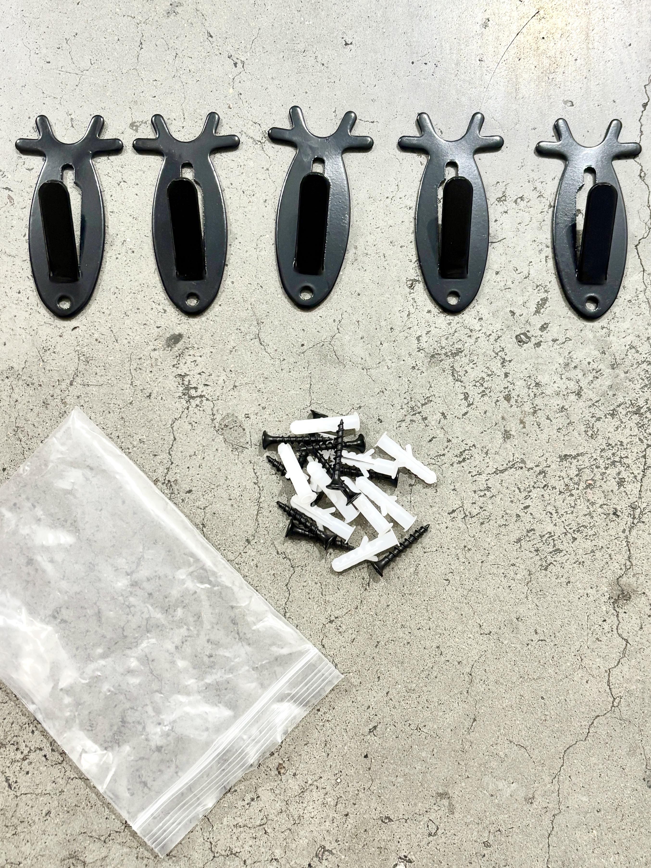 6Pcs European Wall Hanger Hook Deer Antelope Antler Skull Mount Bracket Black