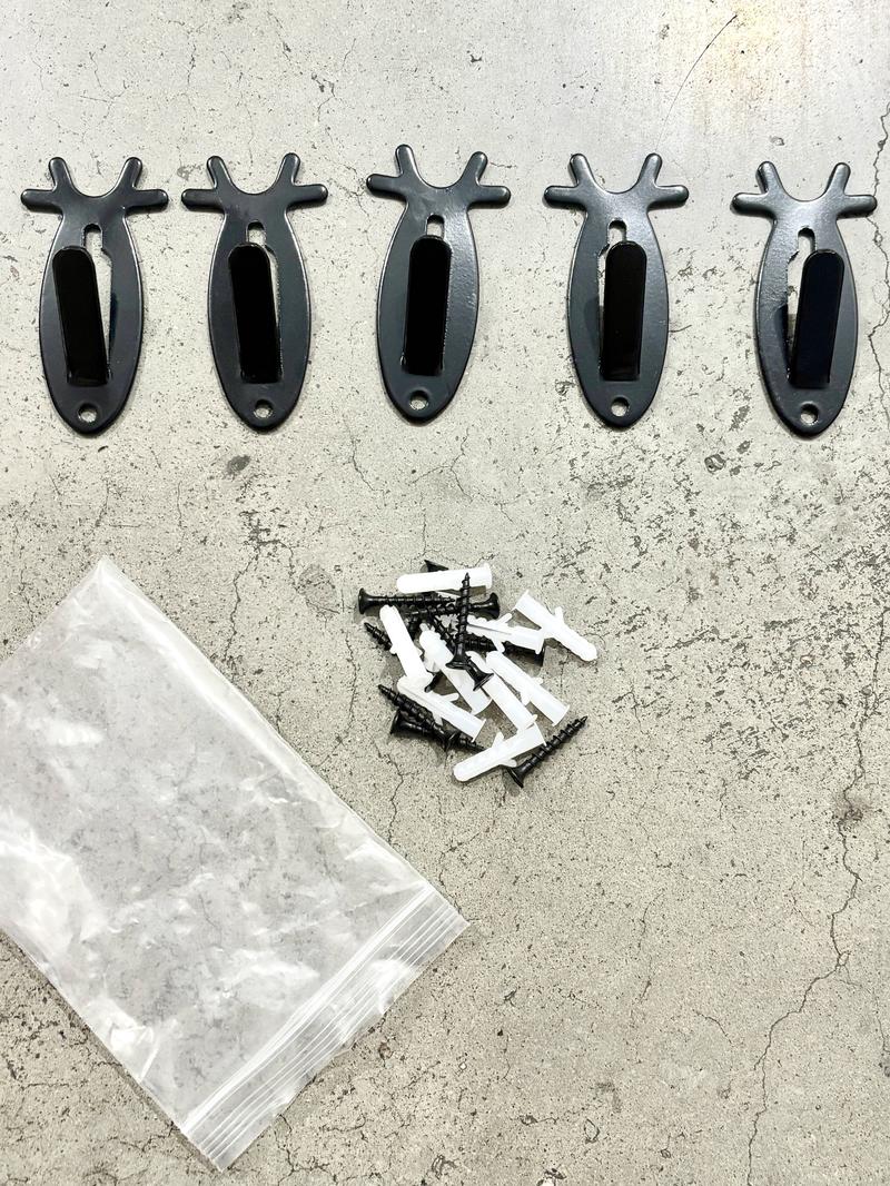 6Pcs European Wall Hanger Hook Deer Antelope Antler Skull Mount Bracket Black