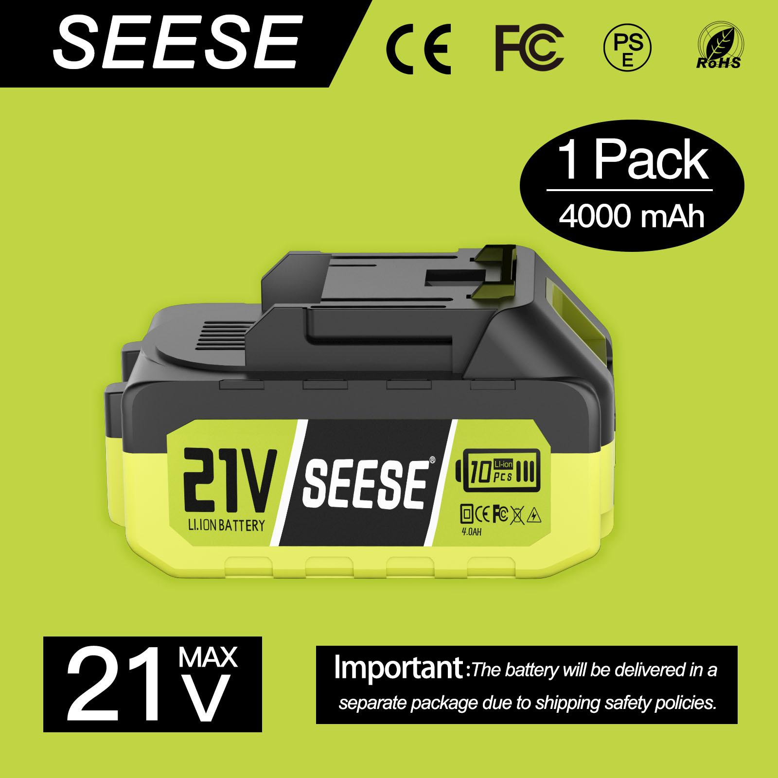 SEESE 21V Max Lithium Battery Pack Compatible with SEESE 21V Cordless Power Tools (1 Pack 21V Battery) Works with SEESE Blower Car Washer Chainsaw and Other Power Tools