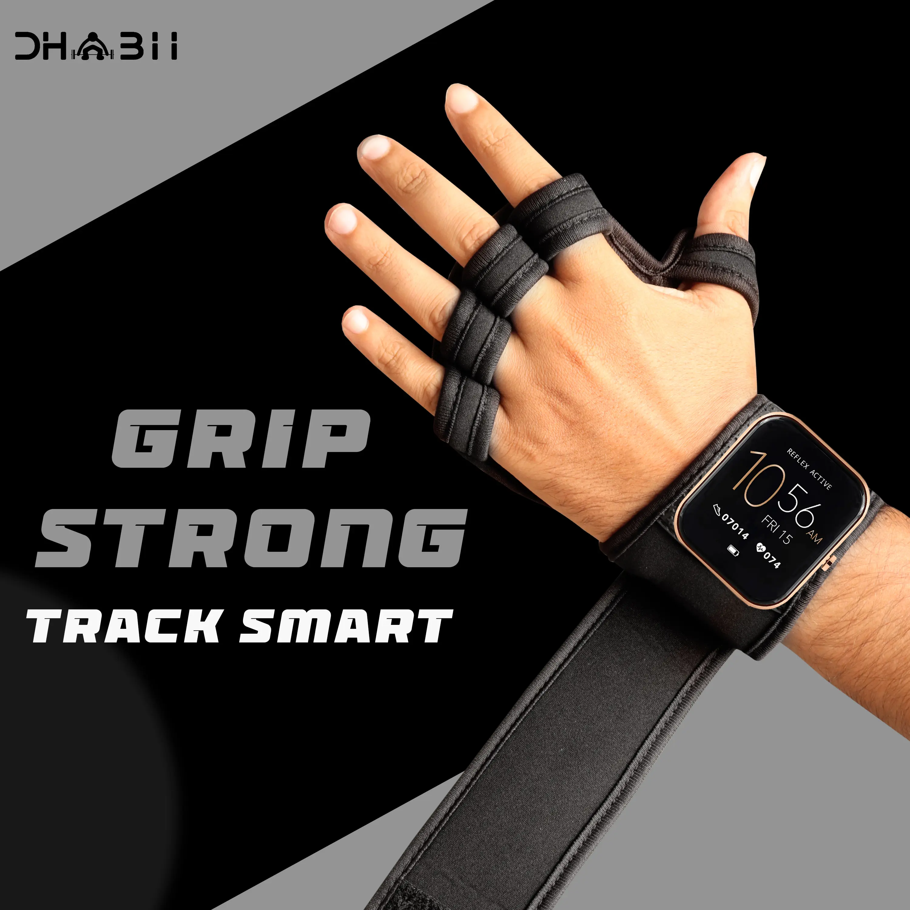 Dhabii Workout & Cycling Gloves with Smartwatch Cutout - Built-In Watch Slot (Open/Closed Display), Ventilated Gym Gloves With Non-Slip Rubber Grip & Soft Foam Cushioning, Smart Watch Compatible Weightlifting Gloves For Unisex