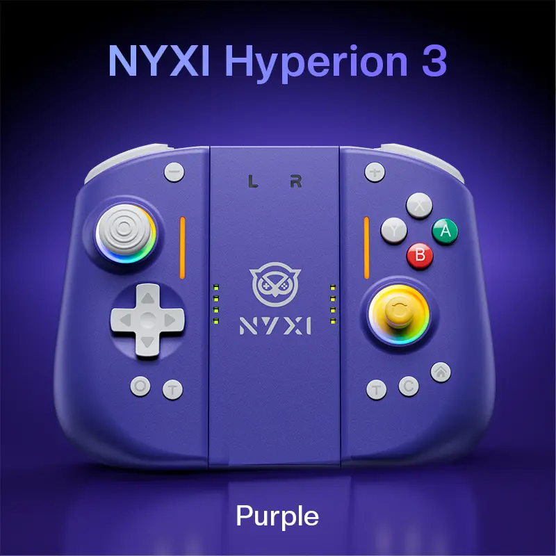 NYXI Hyperion 3 Switch 2 Controller Purple – World's First Third-Party Wireless Controller for Switch 2, Hall Effect Joystick, 9-Axis Gyro, Full Mechanical Buttons, Dual Back Buttons & Adjustable Vibration Game Controller Premium Gaming Controllers
