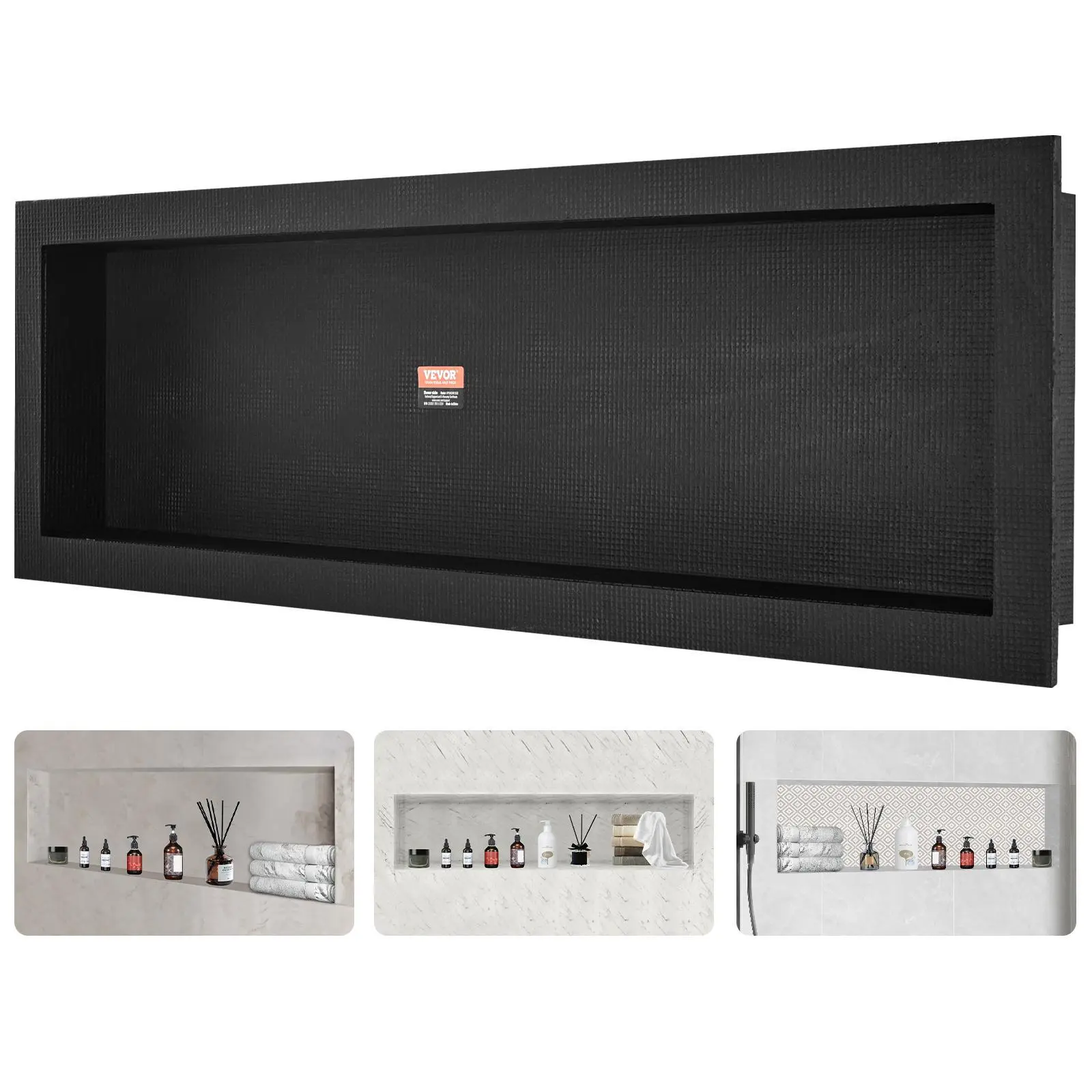 【SummerFinds】VEVOR Shower Niche Ready for Tile 16" x 50",  , Single Shelf Organizer, Square Corners Wall-inserted Niche Recessed, Sealed Protection Modern Soap Storage Niche for Shower Bathroom, Black