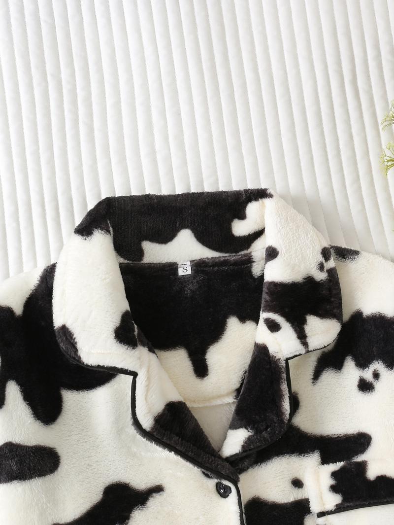 Women's Two-Piece Pajama Set of Plush Casual High-End Winter Warm Homewear with Pocket Design Cozy Comfort in Every Stitch Loungewear Nightwear Chic Elegance Pjs Top Womenswear Star Pattern Long Sleeve