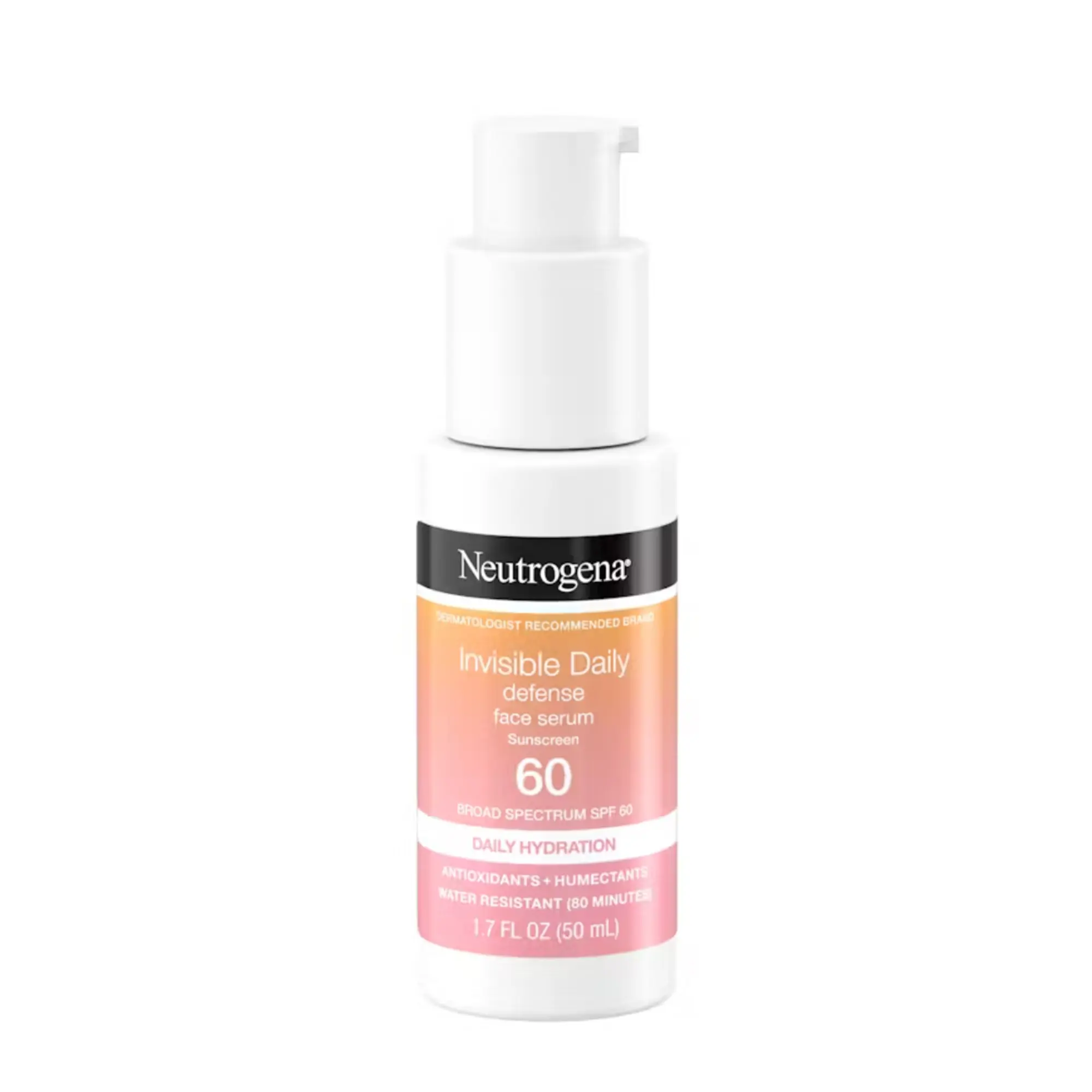 Neutrogena Invisible Daily Defense Face Serum SPF 60 — Hydrating, Invisible Broad-Spectrum Sun Protection + Antioxidants