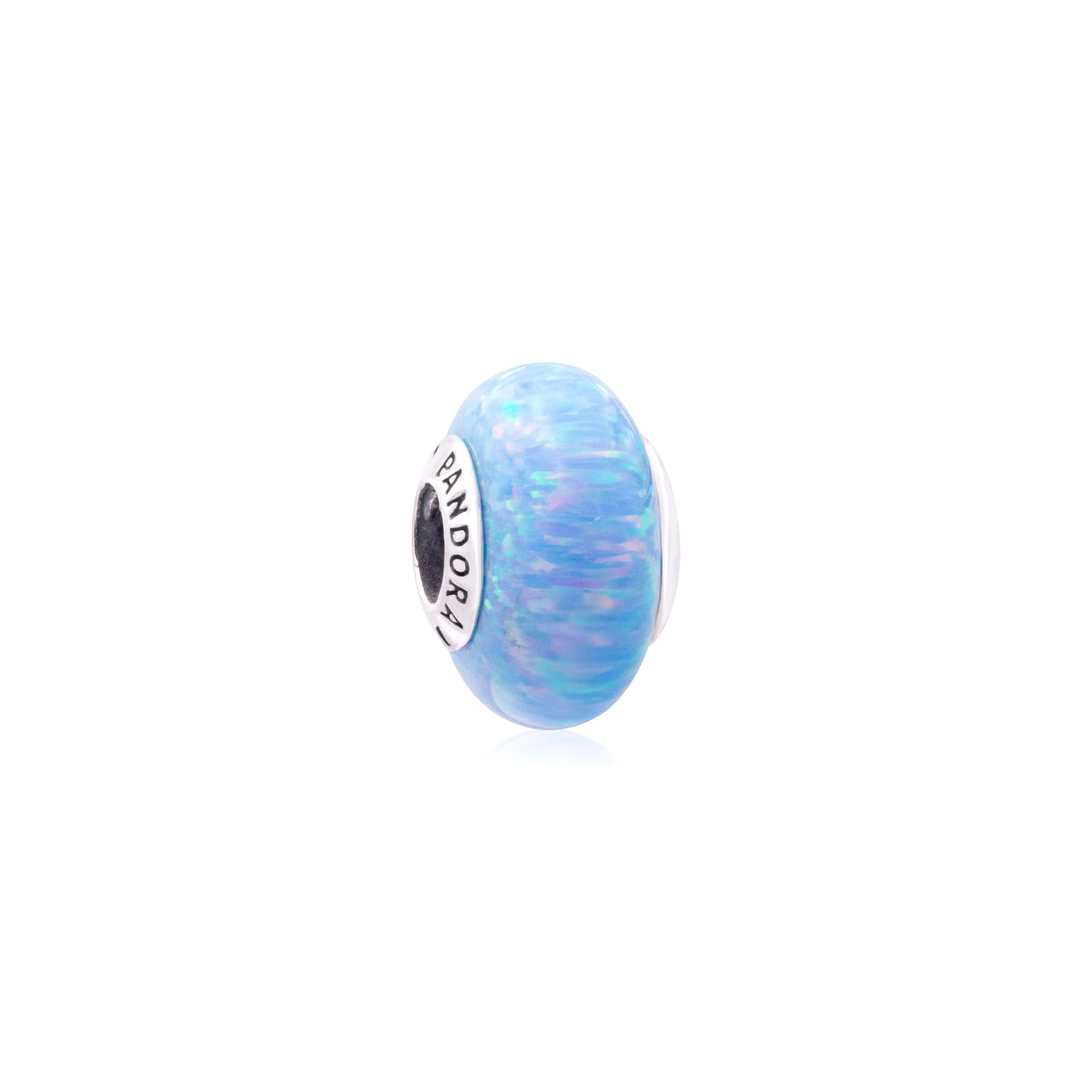 Pandora Opalescent Ocean Blue Charm 791691C01, Charms, Soft Colors, Ocean Wave, Glittering Streaks, Lab-Created, 925 Charms & Pendants