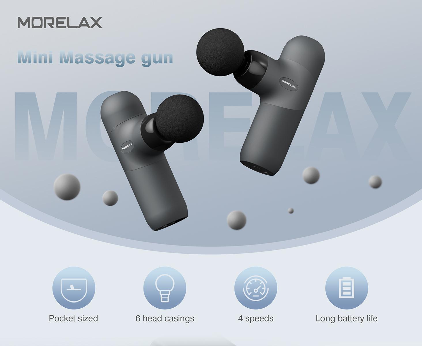 Portable Massage Gun, Rechargeable Percussion Mini Muscle Massager for Back, Neck, Shoulder, with 6 Massage Heads 4 Speeds, Christmas New Year Gift