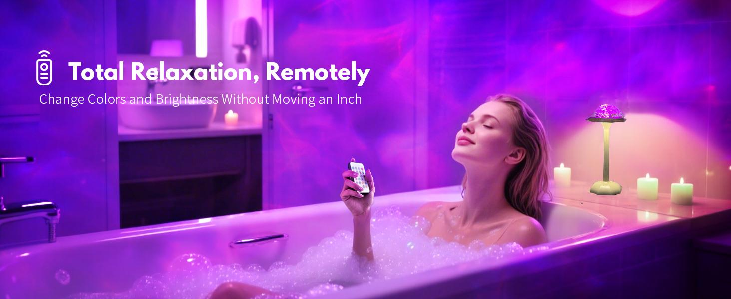 Waterproof 2-in-1 Shower Lamp – Ocean Wave Ambient Light & Projection Lamp, USB Rechargeable Bathroom Spa Night Light