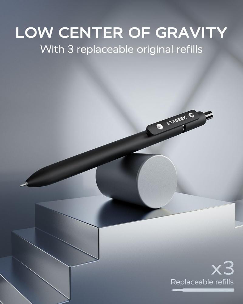 Black Gel Pens, 6Pcs 0.7mm Quick Dry Black Ink Pens with 3 Extra Refills, Fine Point Smooth Writing Pens for Journaling, Office, Note Taking, School Supplies, Nurse Aesthetic(Black Gray White&Gradient)