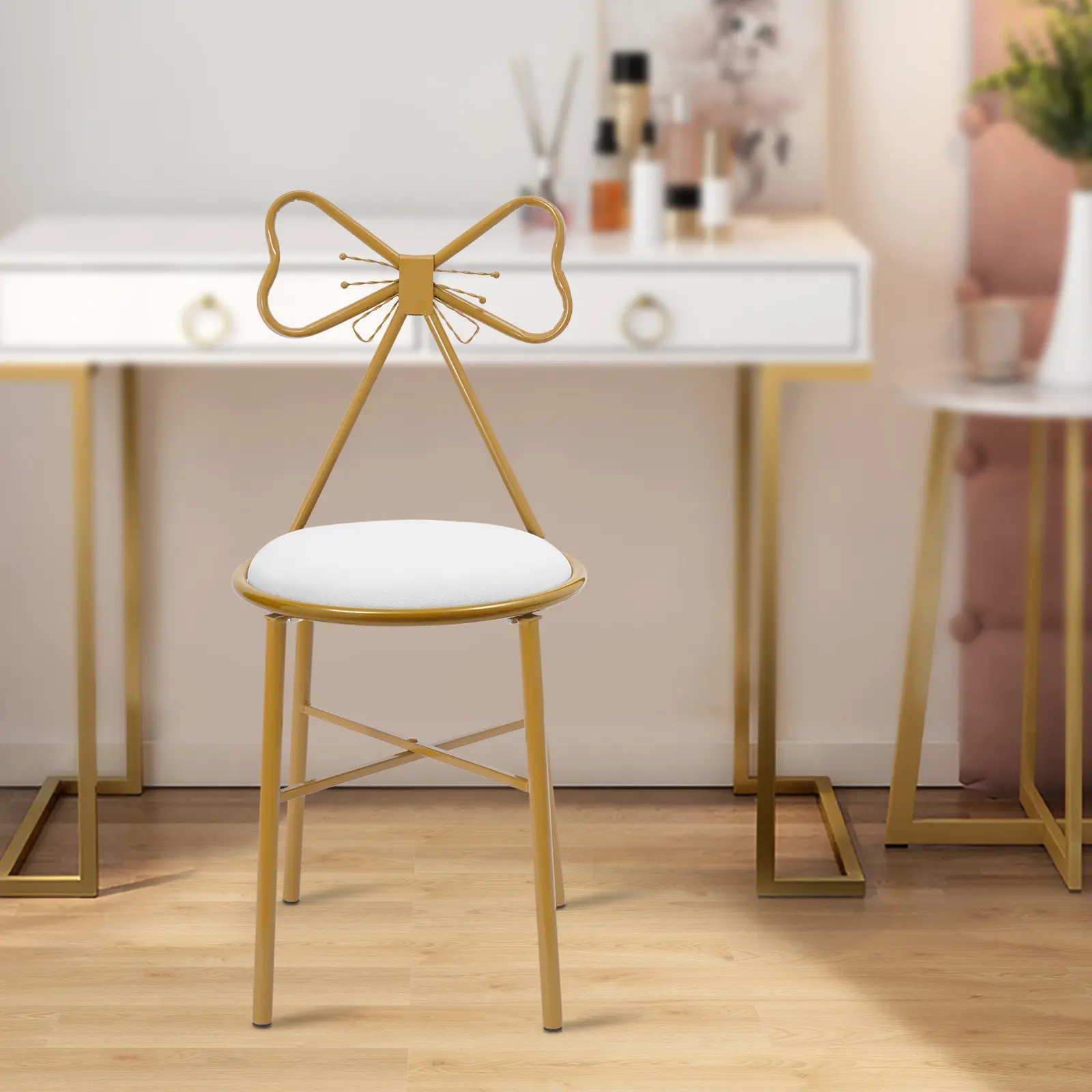 Modern Without-Arms Single-Seat Butterfly Backrest Chair, PU & Sponge Cushion, 34x34x80 cm, Free-Standing, 100kg Load Capacity, Minimal Assembly, for Dining & Home Cafe Use