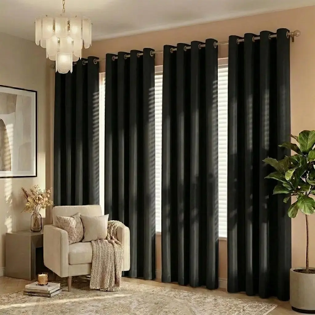 4-Piece Heavy-Duty Insulated Blackout Curtains, Modern Style Window Treatments with Full Blackout, Noise Reduction, Privacy Protection for Bedroom, Balcony Partition Decoration